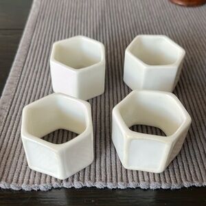 Dining Napkins Rings, set of four, white porcelain, approx 1 1/4inchx 1 3/4inch